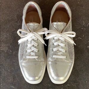Linea Paola Silver Crackle Platform Sneaker 9/9.5